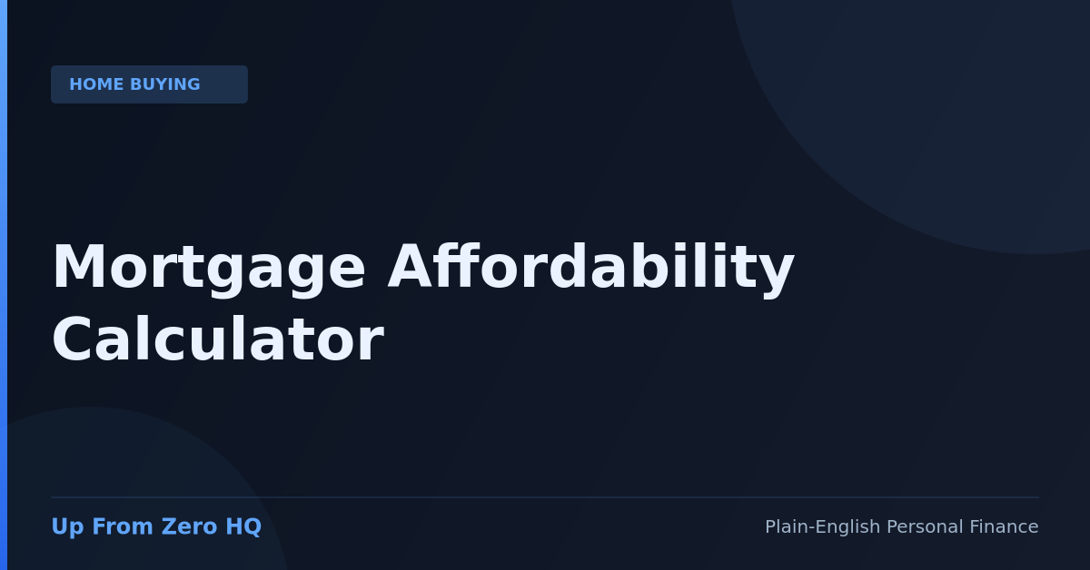 Mortgage Affordability Calculator - Up From Zero