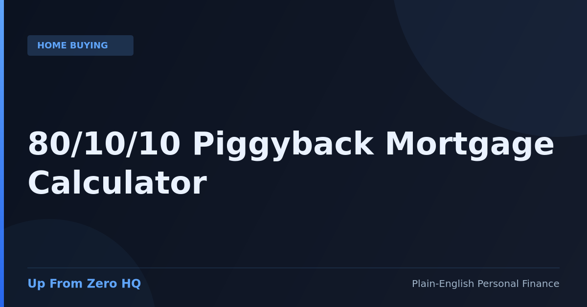 80/10/10 Piggyback Mortgage Calculator - Up From Zero