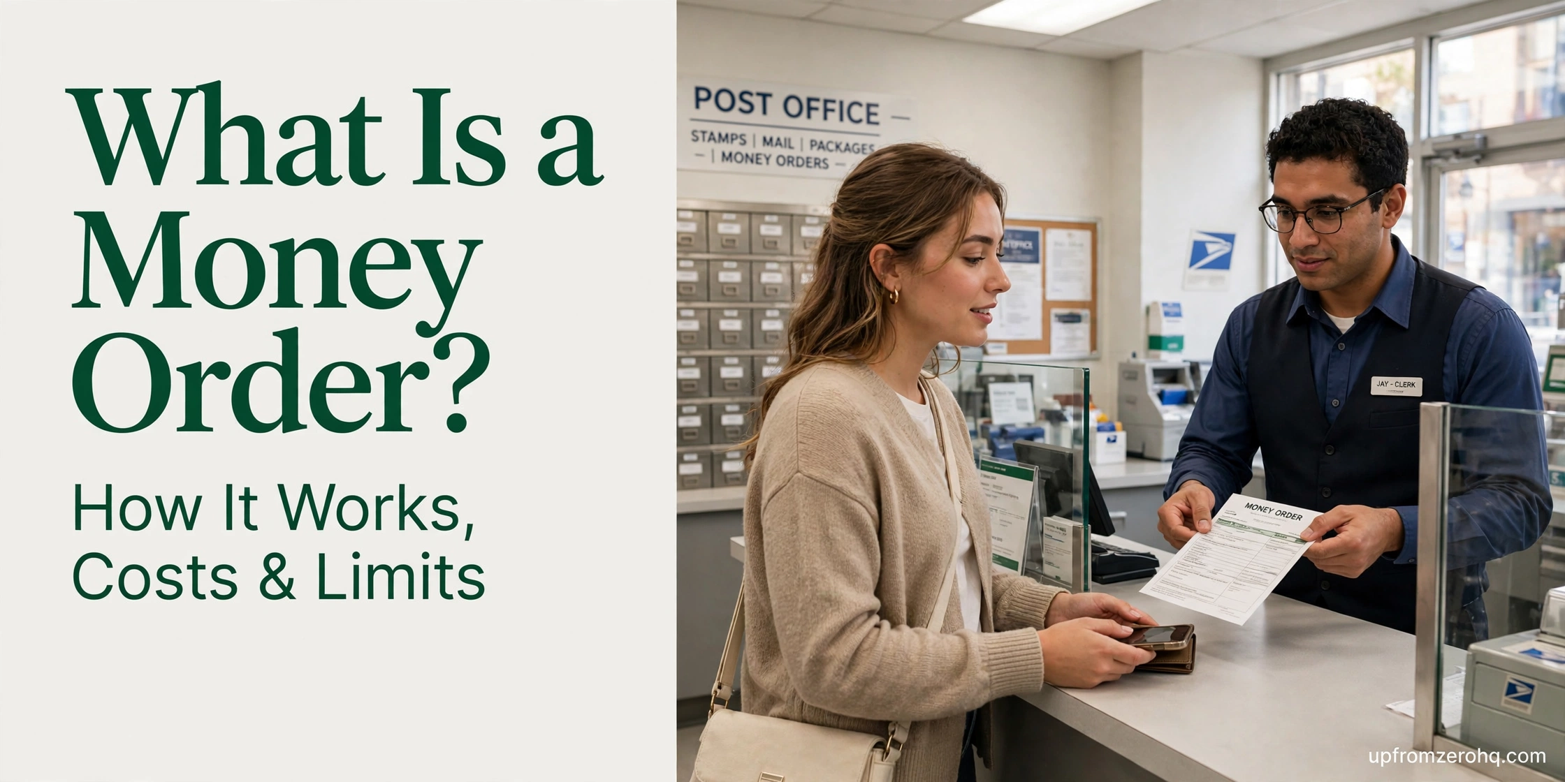 Customer buying a money order at a post office counter — What Is a Money Order?